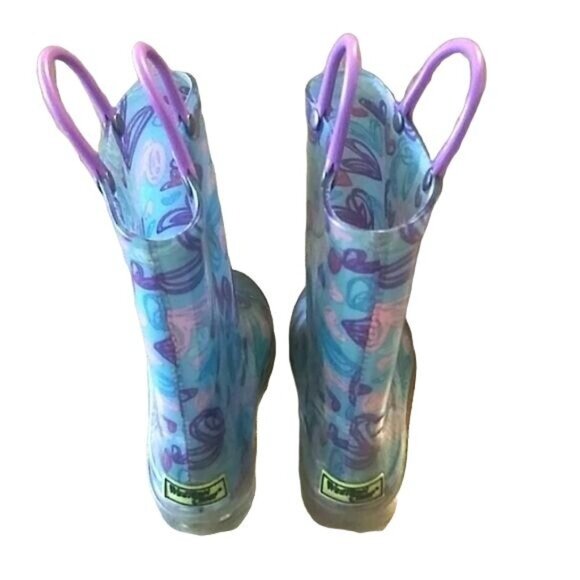 Western Chief Girls Light-Up Rain Boots With Heart Print Size 11 - Picture 8 of 10